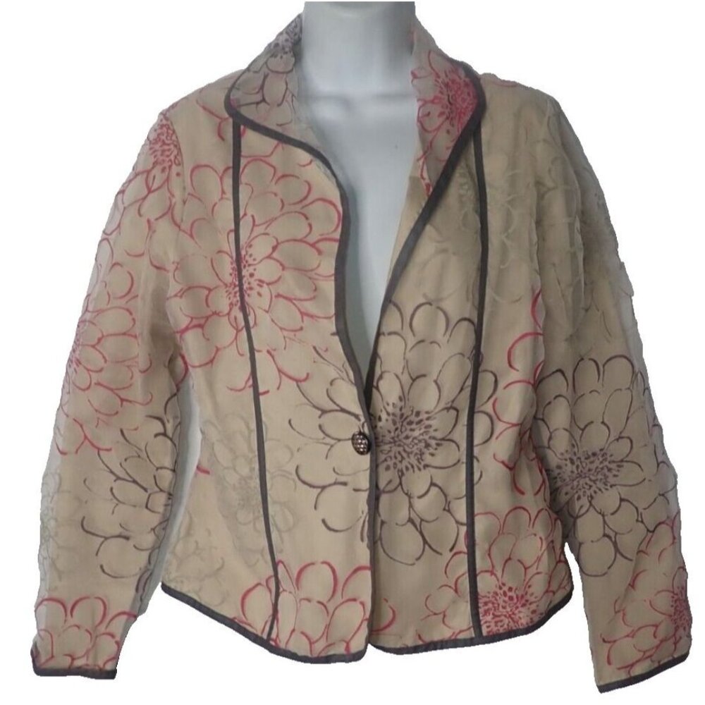 khangura Blazer Jacket Women S Burnout Overlay Floral Art To Wear Designer‎